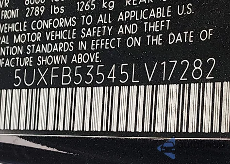 2005 BMW X5 4.4I z USA, uszkodzony, nr VIN 5UXFB53545LV17282